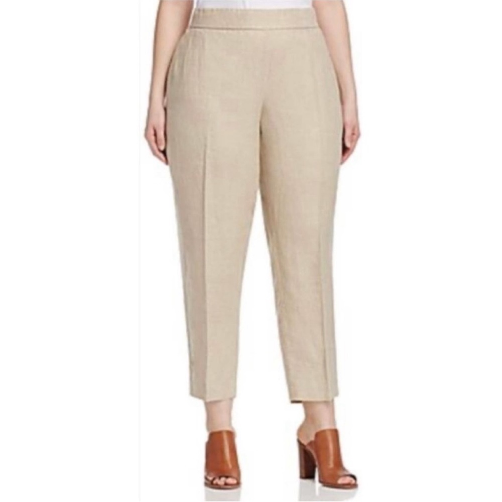 Eileen Fisher Organic Linen Pull On Pants Elastic Waist Minimalist Coastal Beach